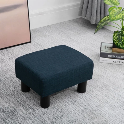 HOMCOM 16” Cube Modern Linen Fabric Pouf Footrest Ottoman 3 HOMCOM 16” Cube Modern Linen Fabric Pouf Footrest Ottoman