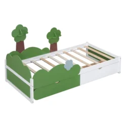 Twin Size Bed With Grass Hill And Trees Decor, White+Green - ModernLuxe 15 Twin Size Bed With Grass Hill And Trees Decor, White+Green - ModernLuxe -Homcom Crosley Shop GUEST 89f7c9e1 c1d2 4c9a 93fd 500b6798cd7d