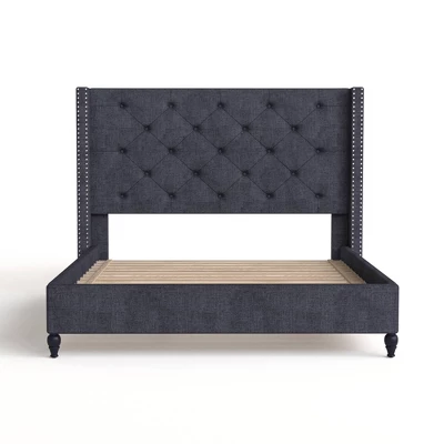 Queen Marie Contemporary Wingback Bed Blue - HOMES: Inside + Out 6 Queen Marie Contemporary Wingback Bed Blue - HOMES: Inside + Out - Image 4