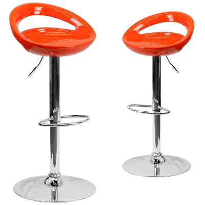 Emma And Oliver 2 Pack Contemporary Plastic Adjustable Height Barstool With Rounded Cutout Back And Chrome Base 18 Emma And Oliver 2 Pack Contemporary Plastic Adjustable Height Barstool With Rounded Cutout Back And Chrome Base - Image 16