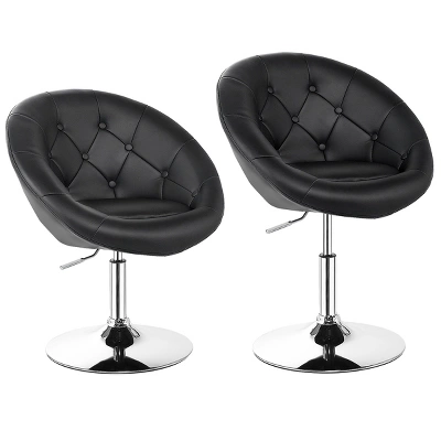 Tangkula Set Of 2 Modern Swivel Bar Stools Height Adjustable Round Tufted Back Accent Chair Black/White 12 Tangkula Set Of 2 Modern Swivel Bar Stools Height Adjustable Round Tufted Back Accent Chair Black/White - Image 10