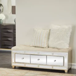 18" X 47" Glam Wood Bench - Olivia & May -Homcom Crosley Shop GUEST 8d6328fb 0a6e 40f6 bd06 e147f1059908