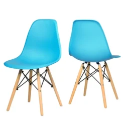 Costway Set Of 2 Mid Century Modern DSW Dining Side Chair Wood Legs Blue -Homcom Crosley Shop GUEST 8e103558 254d 45fb 8407 dbf5dd2fff76