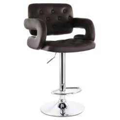 Elama Faux Leather Tufted Bar Stool In Black With Chrome Base And Adjustable Height -Homcom Crosley Shop GUEST 8e2a44a1 68df 4213 a751 c809de06d698