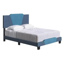 Full Sydney Color Block Blue/Ocean Linen Upholstered Platform Bed Blue - Eco Dream -Homcom Crosley Shop GUEST 8e6278b9 7ca1 4c18 8425 7f9ffed4c311