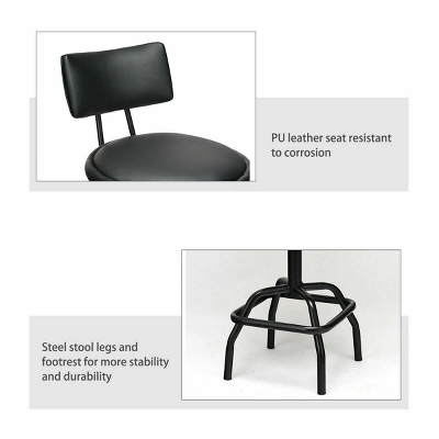 Costway Set Of 2 Adjustable Swivel Vintage Bar Stool PU Leather Steel Frame W/ Backrest 6 Costway Set Of 2 Adjustable Swivel Vintage Bar Stool PU Leather Steel Frame W/ Backrest - Image 4