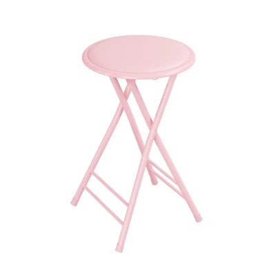 Set Of 2 Counter Height Bar Stools – 24-Inch Backless Folding Chairs With 300lb Capacity For Kitchen, Rec Room, Or Game Room By Trademark Home (Pink) 9 Set Of 2 Counter Height Bar Stools – 24-Inch Backless Folding Chairs With 300lb Capacity For Kitchen, Rec Room, Or Game Room By Trademark Home (Pink) - Image 7