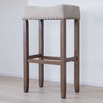 29" Wood Upholstered Saddle Seat Barstool - Nathan James 7 29" Wood Upholstered Saddle Seat Barstool - Nathan James - Image 5