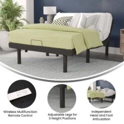 Twin XL Bailey Adjustable Bed Base With Wireless Remote And Independent Head/Foot Incline Black - Taylor & Logan -Homcom Crosley Shop GUEST 8fb71a06 6b01 4334 8c65 c71c50790b4b