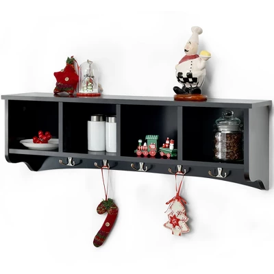 Costway Hanging Entryway Shelf Coat Rack Wall Mounted Storage Cabinets 13 Costway Hanging Entryway Shelf Coat Rack Wall Mounted Storage Cabinets - Image 11