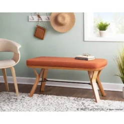 42" Folia Bench Polyester/Wood Natural/Orange - LumiSource -Homcom Crosley Shop GUEST 90b741a7 3376 48e0 b61b 79cdd0dab2fc