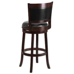 Emma And Oliver 29"H Panel Back Cappuccino Wood Swivel Seat Barstool -Homcom Crosley Shop GUEST 912c9589 42cf 47ed 9e01 68c6ca118aae