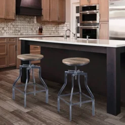 Eagleswood Adjustable Industrial Barstool Gray/Pine - Armen Living -Homcom Crosley Shop GUEST 912e4b13 63e2 4818 8344 447d55f10b70