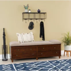 Mason Upholstered Storage Entryway Bench Chestnut - Powell Company -Homcom Crosley Shop GUEST 914e74ad e848 42a2 b422 49f359795f2a