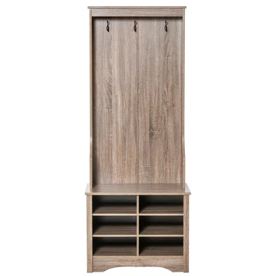 HOMCOM Coat Rack Wooden Hall Tree Storage Organizer Shoe Bench With Shoe Rack 3 Hooks For Hallway Or Living Room, Brown 5 HOMCOM Coat Rack Wooden Hall Tree Storage Organizer Shoe Bench With Shoe Rack 3 Hooks For Hallway Or Living Room, Brown - Image 3