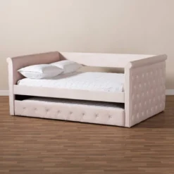 Full Amaya Velvet Daybed With Trundle Pink - Baxton Studio -Homcom Crosley Shop GUEST 9252961e 244c 478f 8fd3 f143add99edd