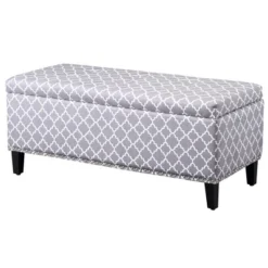 HOMCOM Large 42" Tufted Linen Fabric Upholstery Storage Ottoman Bench With Lift-top For Living Room, Entryway, Or Bedroom - Gray Lattice -Homcom Crosley Shop GUEST 92cccc6b eead 436f 8dab e6f23dc12cb8