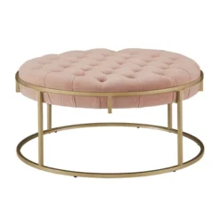 Ervyn Gold Finish Velvet Button Tufted Cocktail Ottoman - Inspire Q -Homcom Crosley Shop GUEST 93be93fa ac04 4af0 b715 bd7f5f62b078