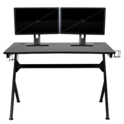 BlackArc Gaming Desk With Carbon Fiber Desktop, Steel Frame And Detachable Cupholder/Headphone Hook, Two Cable Management Holes -Homcom Crosley Shop GUEST 93f225ad ba19 4943 a383 4ac4765c4f85 1