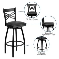 Flash Furniture Black ''X'' Back Swivel Metal Barstool -Homcom Crosley Shop GUEST 94bb9833 4b48 4b4d 89dc e470fe4db6be