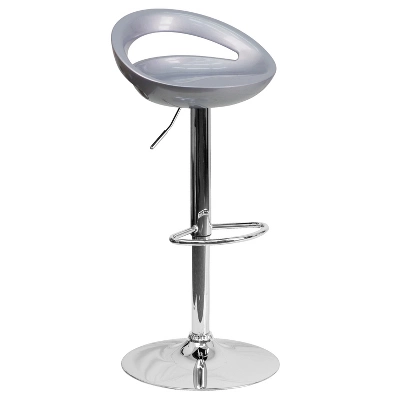 Flash Furniture Contemporary Plastic Adjustable Height Barstool With Rounded Cutout Back And Chrome Base 9 Flash Furniture Contemporary Plastic Adjustable Height Barstool With Rounded Cutout Back And Chrome Base - Image 7