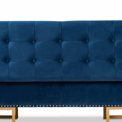 Ellery Velvet Fabric Upholstered Ottoman - Baxton Studio 7 Ellery Velvet Fabric Upholstered Ottoman - Baxton Studio - Image 5