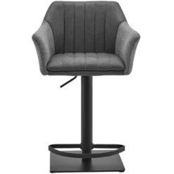 Erin Adjustable Barstool With Gray Faux Leather Fabric - Black Metal Finish - Armen Living -Homcom Crosley Shop GUEST 967bba86 a977 4fec 90a7 cfd0e6886edb