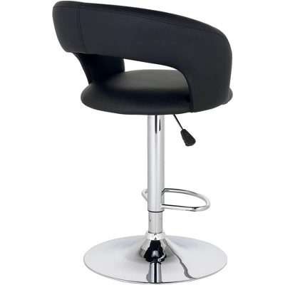Studio 55D Chrome Swivel Bar Stool 30" High Modern Black Cushion Adjustable With Backrest Footrest Kitchen Counter Height Island 8 Studio 55D Chrome Swivel Bar Stool 30" High Modern Black Cushion Adjustable With Backrest Footrest Kitchen Counter Height Island - Image 6