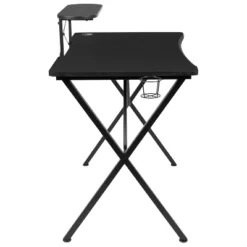 BlackArc Gaming Desk With Laminate Top And Steel Frame - Detachable Cupholder, Headphone Hook & Smartphone/Monitor Stand -Homcom Crosley Shop GUEST 96e831a2 aa99 4751 9602 aa2b2bac7a62 1