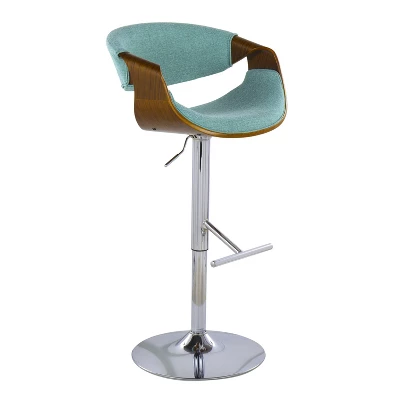 Set Of 2 Curvo Upholstered Barstools Teal/Walnut - Lumisource 3 Set Of 2 Curvo Upholstered Barstools Teal/Walnut - Lumisource