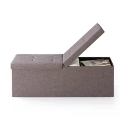 45" Folding Toy Box Chest With Smart Lift Top Upholstered Tufted Storage Ottoman - Mellow -Homcom Crosley Shop GUEST 976c5818 7ef3 408b a2ed 13ce3cf1900d