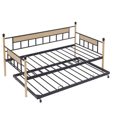 Twin Size Daybed, Metal Framed Sofa Bed With Twin Size Trundle Bed-ModernLuxe 6 Twin Size Daybed, Metal Framed Sofa Bed With Twin Size Trundle Bed-ModernLuxe - Image 4