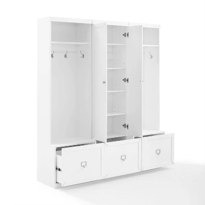 3pc Harper Entryway Pantry Closet & 2 Hall Trees Set White - Crosley 3 3pc Harper Entryway Pantry Closet & 2 Hall Trees Set White - Crosley