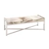 Contemporary Stainless Steel Rectangular Cowhide Bench - Olivia & May
