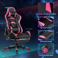 Costway Gaming Desk&Massage Gaming Chair Set W/ Footrest Monitor Shelf Power Strip Pink 18 Costway Gaming Desk&Massage Gaming Chair Set W/ Footrest Monitor Shelf Power Strip Pink -Homcom Crosley Shop GUEST 986f6304 d176 4cc7 a570 0eafa9ffaba7