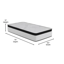 Merrick Lane 12 Inch Extra Firm Hybrid Pocket Spring & CertiPUR-US Certified Foam Mattress In A Box -Homcom Crosley Shop GUEST 98d390f1 a799 4926 8cc6 5f5100e71f13