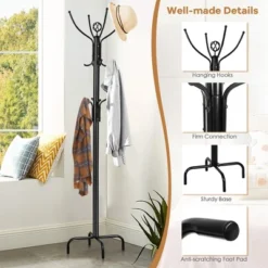 Costway Metal Coat Rack Hat Stand Tree Hanger Hall Umbrella Holder Hooks Black 17 Costway Metal Coat Rack Hat Stand Tree Hanger Hall Umbrella Holder Hooks Black -Homcom Crosley Shop GUEST 9a1d8ffa 515e 49c2 8815 c0520051ebc9