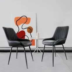 Elama 2 Piece Faux Leather Tufted Chair In Black With Black Metal Legs -Homcom Crosley Shop GUEST 9b24c88b 12d1 4ea7 b5d5 7d8a2464c551