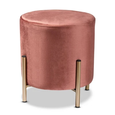 Thurman Velvet Metal Ottoman - Baxton Studio 13 Thurman Velvet Metal Ottoman - Baxton Studio - Image 11