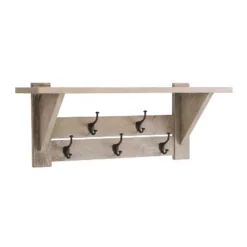 40" Castleton Mango Wood Bench And Coat Hook With Shelf Driftwood - Alaterre Furniture -Homcom Crosley Shop GUEST 9c1af422 2bba 4000 8c64 f4819d4193e4