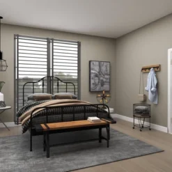 Industrial Metal And Brown Wood Bench Brown - Olivia & May -Homcom Crosley Shop GUEST 9ccc5bf6 0efe 496b be8b 2840aca79350