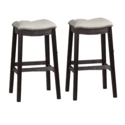 Set Of 2 29" Wooden Counter Height Barstools With Upholstered Cushion Seat - Benzara -Homcom Crosley Shop GUEST 9d64a5c0 1473 43f5 b874 262f9b2877e2