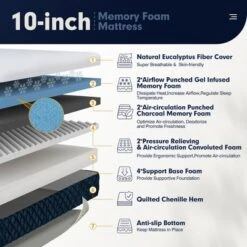 Costway 10'' Jacquard Hybrid Mattress Plush Gel Infused Memory Foam Bamboo Charcoal Queen -Homcom Crosley Shop GUEST 9d9a1e1f 4bf9 4482 baa6 20e366230879 1