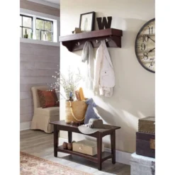 Shaker Cottage Tray Shelf Coat Hook With Bench Set - Alaterre Furniture