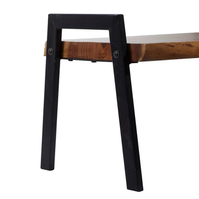 Natural Wooden Bench Brown - Olivia & May 8 Natural Wooden Bench Brown - Olivia & May - Image 6