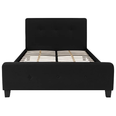 Emma And Oliver Full Size Three Button Tufted Platform Bed In Black Fabric 5 Emma And Oliver Full Size Three Button Tufted Platform Bed In Black Fabric - Image 3