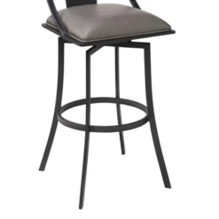30" Brisbane Faux Leather Metal Counter Height Barstool Gray/Black - Armen Living -Homcom Crosley Shop GUEST 9f3e1a5e 02ea 4085 8077 204f4c605447
