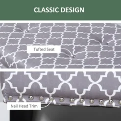 HOMCOM Large 42" Tufted Linen Fabric Upholstery Storage Ottoman Bench With Lift-top For Living Room, Entryway, Or Bedroom - Gray Lattice -Homcom Crosley Shop GUEST 9fec045c 6723 4062 b79a aed5f485a6c9