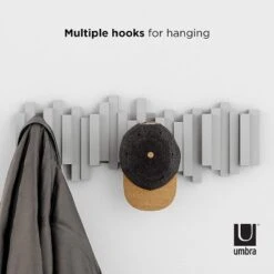 Umbra Sticks Multi Hook Coat Rack Modern Unique, Space-Saving Coat Hanger With 5 Flip-Down Hooks Gray -Homcom Crosley Shop GUEST a0026b9c 62be 411e 8523 2ca3c35ec275