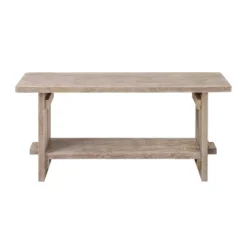 40" Castleton Mango Wood Bench And Coat Hook With Shelf Driftwood - Alaterre Furniture -Homcom Crosley Shop GUEST a08b15b8 3eee 44aa af8f 6f13a931df31